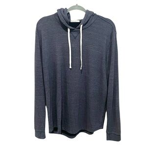 Marine Layer blue stripe double knit pullover hoodie size Large
